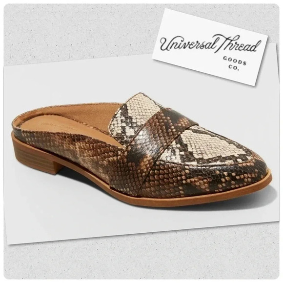 Universal Thread Amber Snake Print Mules - Picture 1 of 7